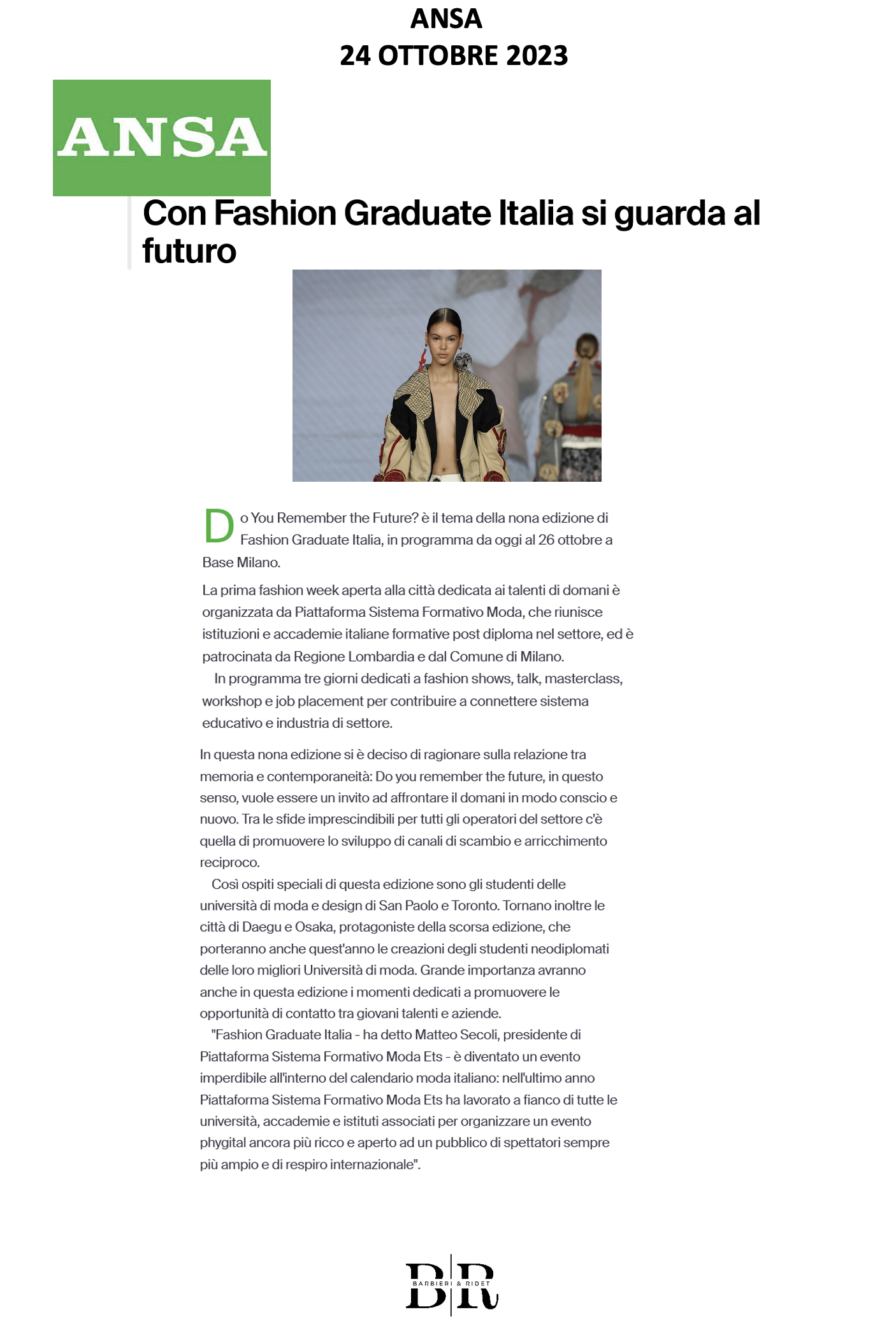 Con Fashion Graduate Italia si guarda al futuro ENG